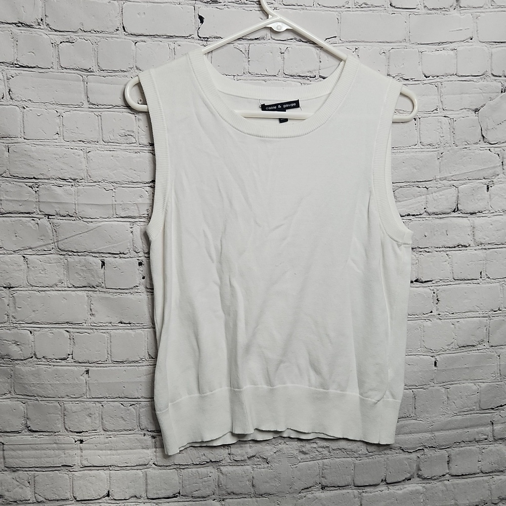Cable & Gauge White Scoop Neck Tank Sweater Large